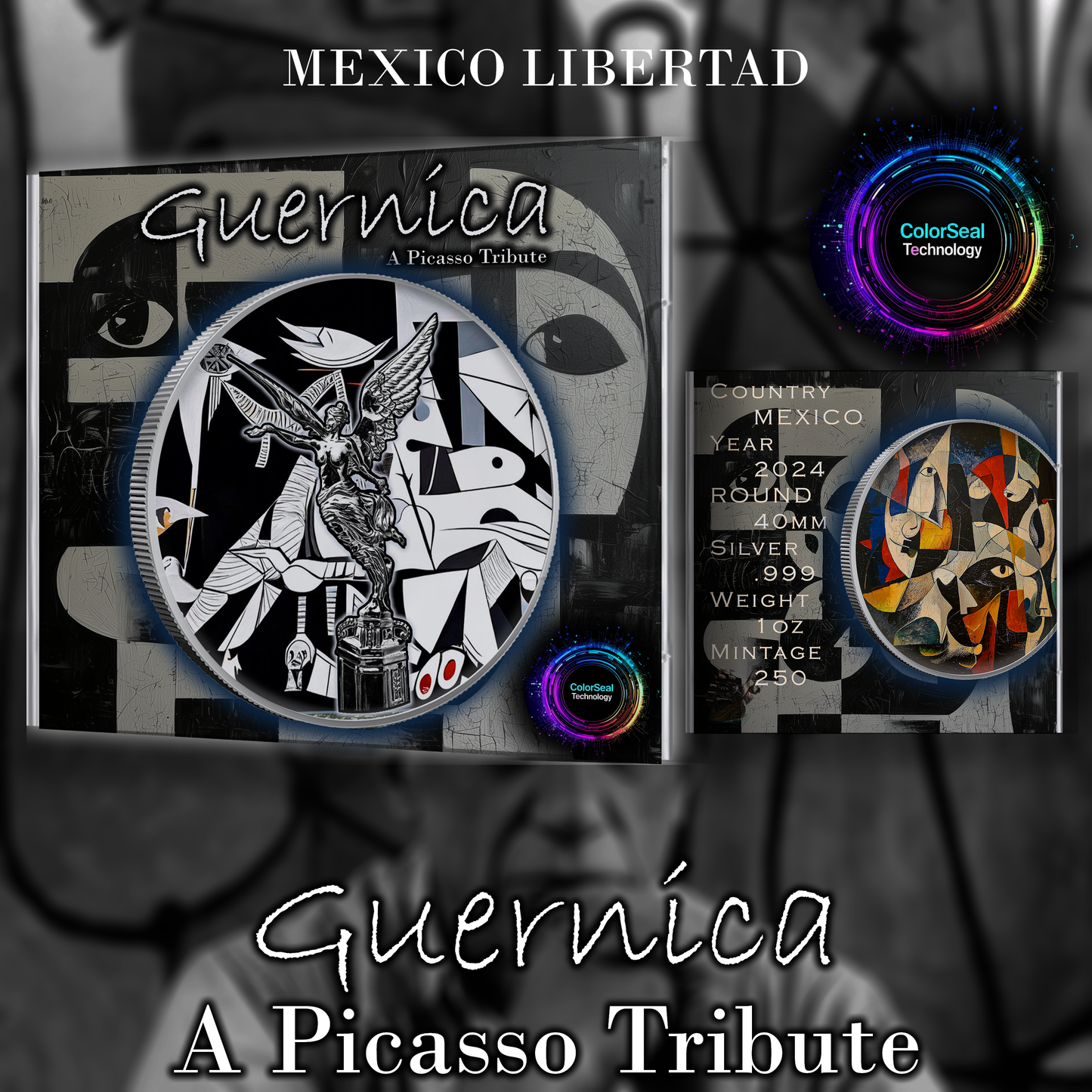 2024 Mexico Libertad 1oz .999 Silver Coin Colorized "A Picasso Tribute" Presale