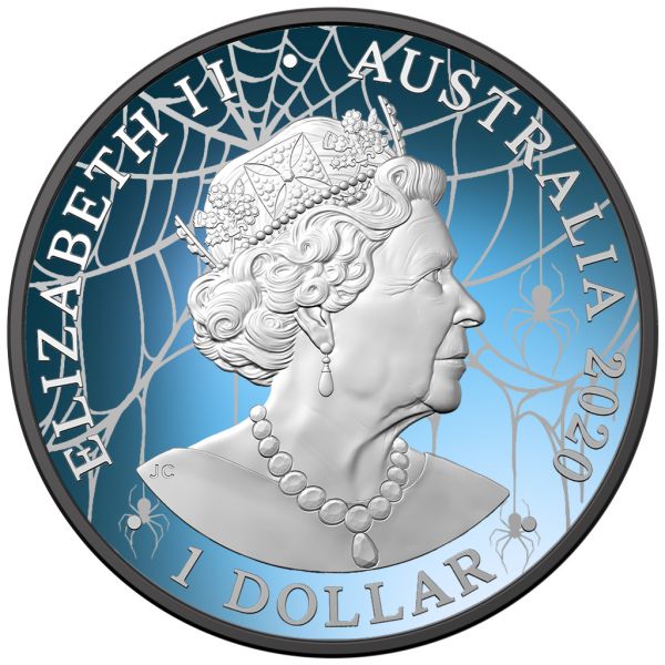Australia 2020 1USD RedBack Spider World 1 Oz Ruthenium Silver Coin