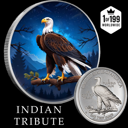 Intaglio Indian Tribute 1oz .999 Silver Fully Colorized Medal Limited Edition