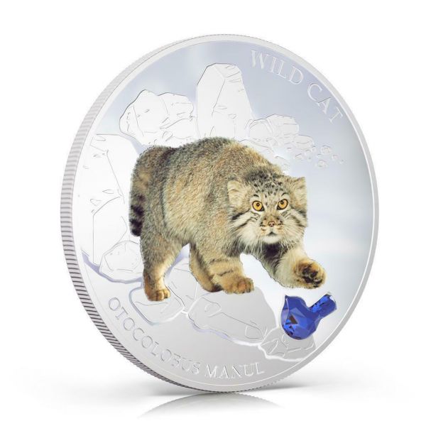 Fiji 2013 2 Dollar Dogs and Cats Wild Cat Otocolobus Manul 1Oz Silver Coin