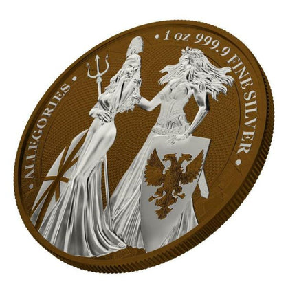 Germania 2019 5 Mark The Allegories Britannia Germania  Caramel 1 Oz Silver Coin