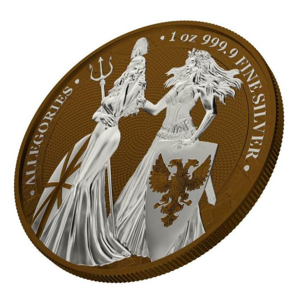 Germania 2019 5 Mark The Allegories Britannia Germania  Caramel 1 Oz Silver Coin