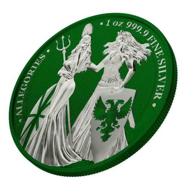 Germania 2019 5 Mark The Allegories Britannia Germania- Dark Green 1Oz Silver Coin