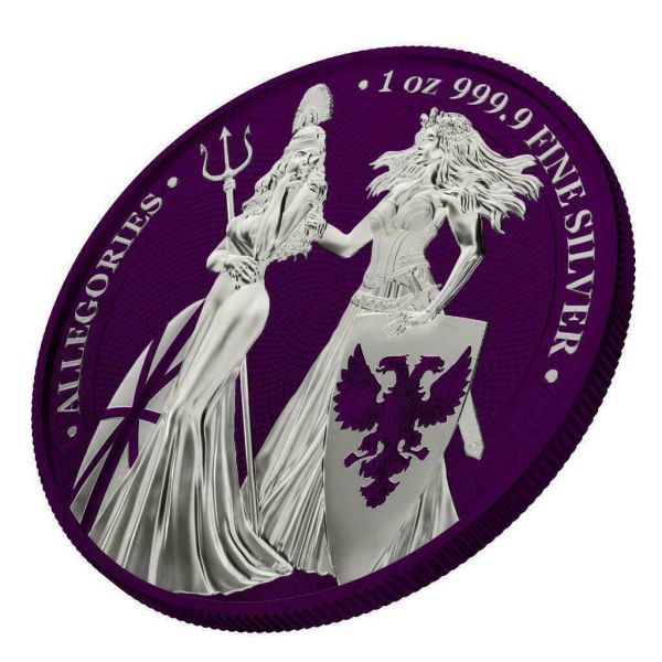 Germania 2019 5 Mark The Allegories Britannia Germania Dark Magenta 1Oz Silver Coin