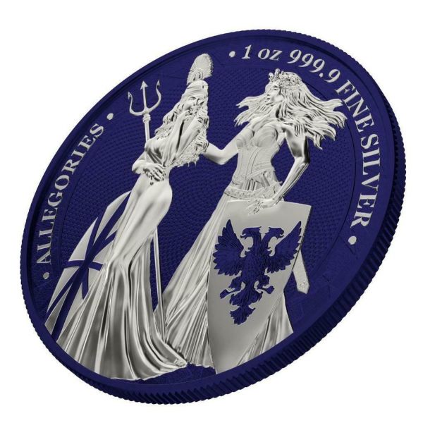 Germania 2019 5 Mark The Allegories Britannia Germania Midnight Blue 1Oz Silver Coin