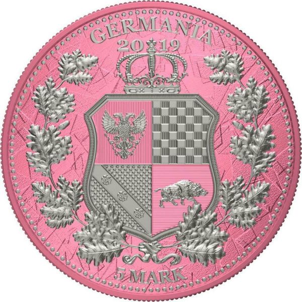 Germania 2019 5 Mark The Allegories Britannia Germania- Pink 1 Oz Silver Coin