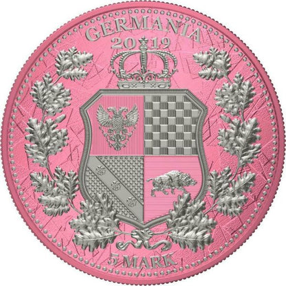 Germania 2019 5 Mark The Allegories Britannia Germania- Pink 1 Oz Silver Coin