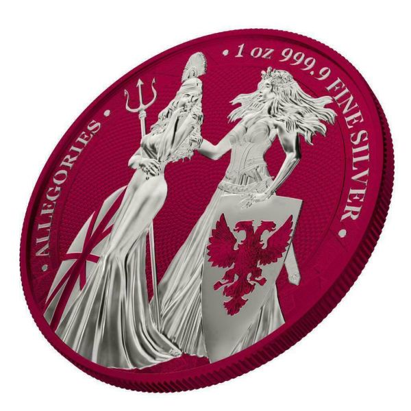 Germania 2019 5 Mark The Allegories Britannia Germania Raspberry 1 Oz Silver Coin