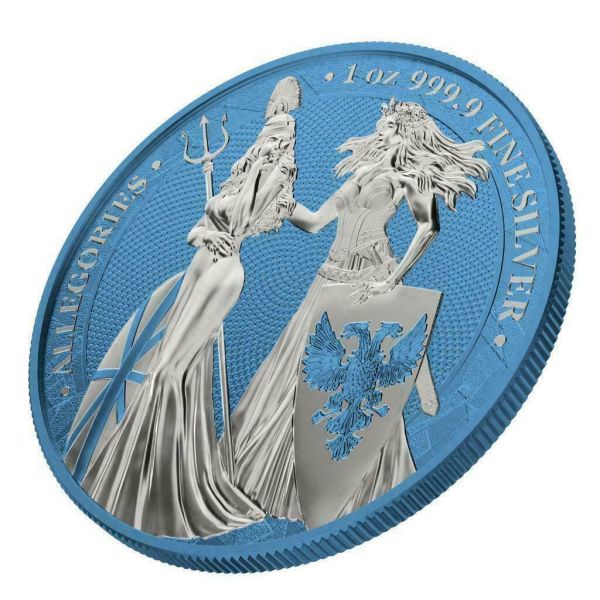 Germania 2019 5 Mark The Allegories Britannia Germania Sky Blue 1 Oz Silver Coin