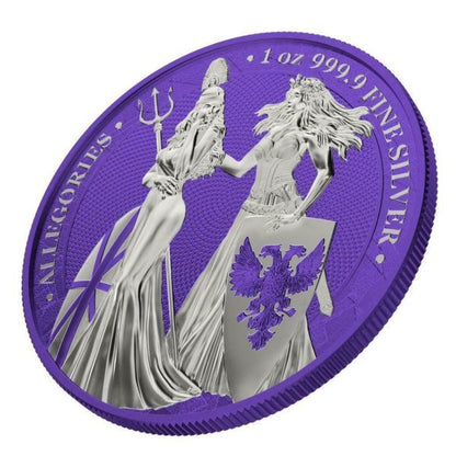 Germania 2019 5 Mark The Allegories Britannia Germania Violet 1 Oz Silver Coin