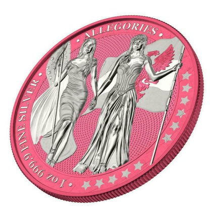 Germania 2019 5 Mark Columbia  Germania i Color  Brink Pink 1 Oz Silver Coin