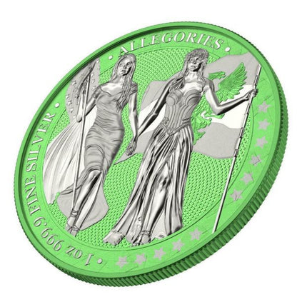 Germania 2019 5 Mark Columbia and  Germania i Color Mantis 1 Oz Silver Coin