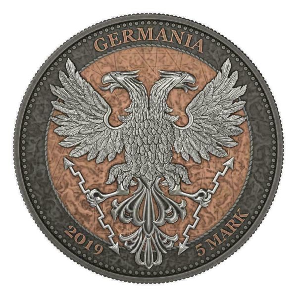 Germania 2019 5 Mark OAK LEAF Crystal Cross 1 Oz Silver Coin