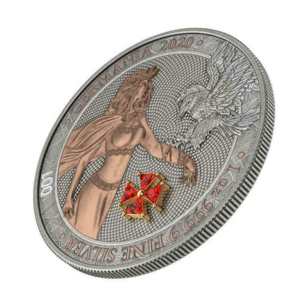 Germania 2020 5 Mark GERMANIA Red Crystal Cross 1 Oz Silver Coin