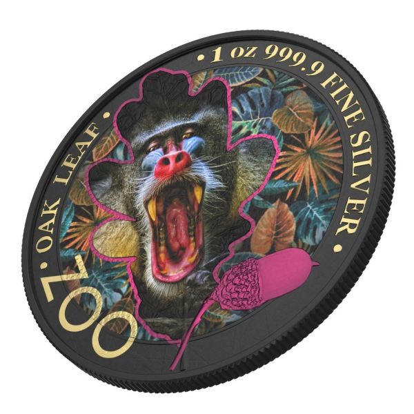 Germania 2019 5 Mark The Oak Leaf Zoo Series Mandrill 1 Oz Silver Coin