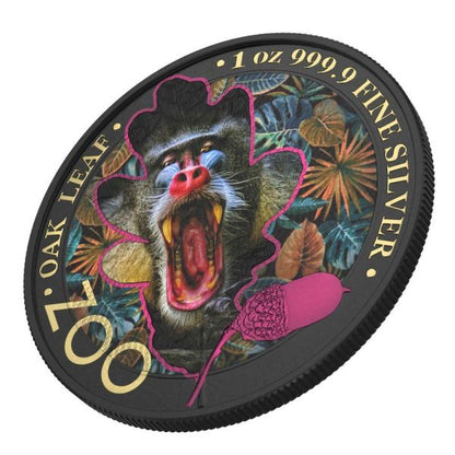 Germania 2019 5 Mark The Oak Leaf Zoo Series Mandrill 1 Oz Silver Coin