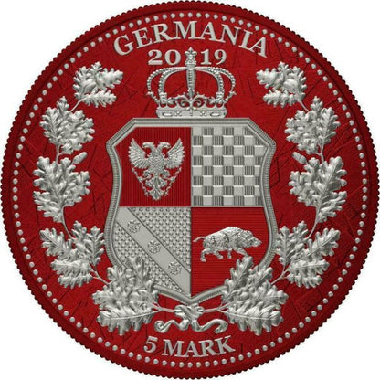Germania 2019 5 Mark The Allegories Britannia Germania  Dark Red 1Oz Silver Coin