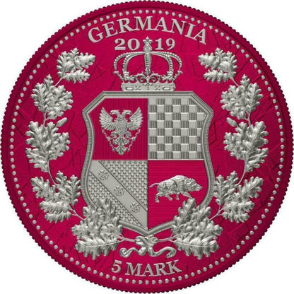 Germania 2019 5 Mark The Allegories Britannia Germania Raspberry 1 Oz Silver Coin