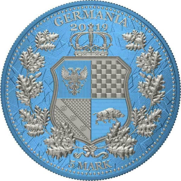 Germania 2019 5 Mark The Allegories Britannia Germania Sky Blue 1 Oz Silver Coin