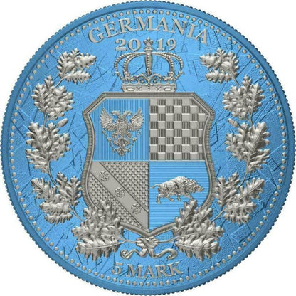 Germania 2019 5 Mark The Allegories Britannia Germania Sky Blue 1 Oz Silver Coin