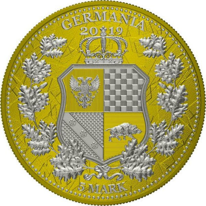 Germania 2019 5 Mark The Allegories Britannia Germania Yellow 1 Oz Silver Coin