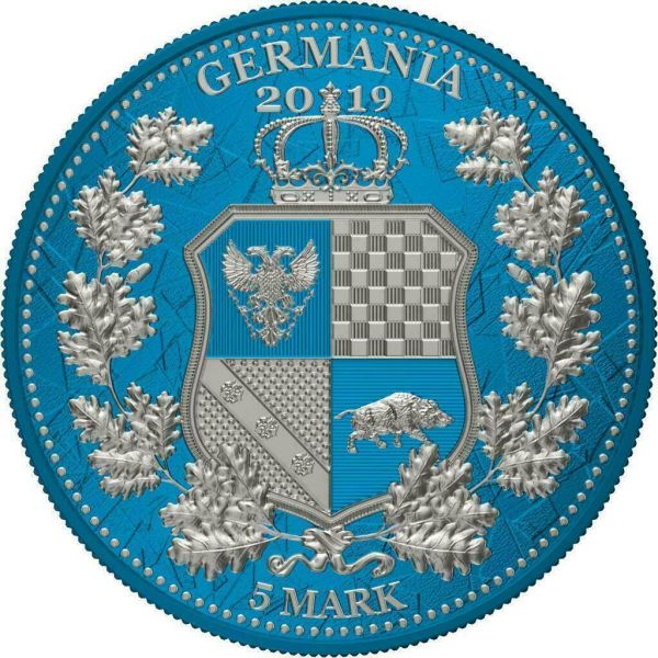 Germania 2019 5 Mark Columbia  Germania i Color Cerulean 1 Oz Silver Coin