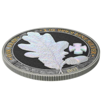 Germania 2019 5 Mark OAK LEAF Pearl Cross 1 Oz Silver Coin