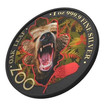 Germania 2019 5 Mark The Oak Leaf  Zoo Series  Bear 1 Oz Silver Coin
