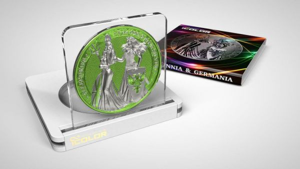 Germania 2019 5 Mark The Allegories Britannia Germania- Chartreuse 1Oz Silver Coin