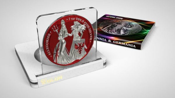 Germania 2019 5 Mark The Allegories Britannia Germania  Dark Red 1Oz Silver Coin