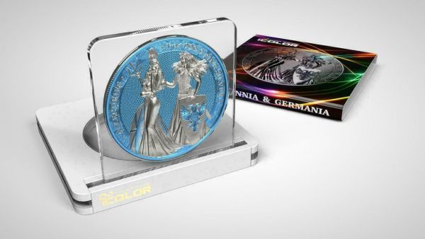 Germania 2019 5 Mark The Allegories Britannia Germania Sky Blue 1 Oz Silver Coin