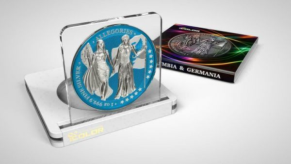 Germania 2019 5 Mark Columbia  Germania i Color Cerulean 1 Oz Silver Coin