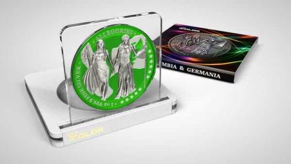 Germania 2019 5 Mark Columbia and Germania i Color  Harlequin 1 Oz Silver Coin