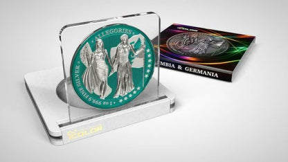 Germania 2019 5 Mark Columbia  and Germania i Color  Pine Green 1 Oz Silver Coin