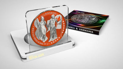 Germania 2019 5 Mark Columbia and  Germania i Color  Pumpkin 1 Oz Silver Coin