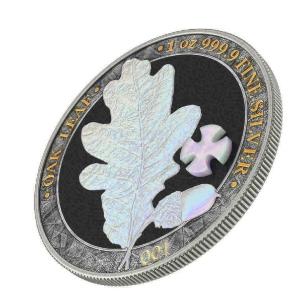 Germania 2019 5 Mark OAK LEAF Pearl Cross 1 Oz Silver Coin