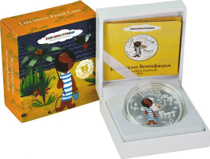 Cook Islands 2011 5USD  Soyuzmultfilm Boniface´s Holidays 1 Oz Silver Coin