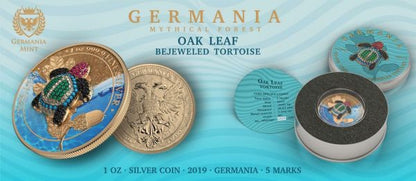 Germania 2019 5 Mark Oak leaf Bejeweled Tortoise 1 oz Silver Coin