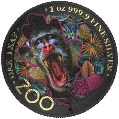 Germania 2019 5 Mark The Oak Leaf Zoo Series Mandrill 1 Oz Silver Coin