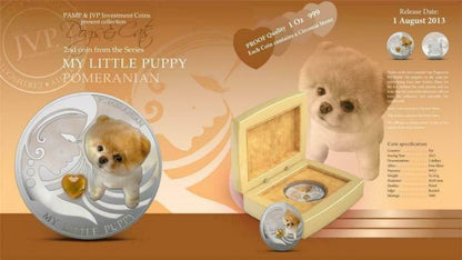 Fiji 2013 2 Dollar Pomeranian My Little Puppy Dogs And Cats 1oz Silver Coin