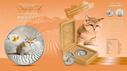 Fiji 2013 2 Dollar Dogs and Cats Cat Felis Margarita 1oz Silver Coin