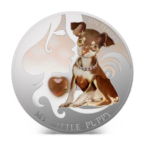 Fiji 2013 2 Dollar Dogs And Cats Little Puppy Toy Terrier 1oz Silver Coin