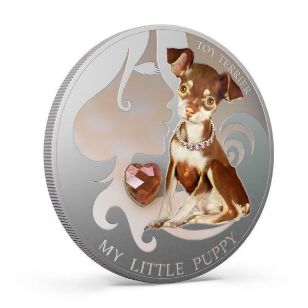 Fiji 2013 2 Dollar Dogs And Cats Little Puppy Toy Terrier 1oz Silver Coin