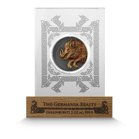 2025 Germania Beasts: Gullinbursti 2oz UV Activated Silver Coin w/ Display