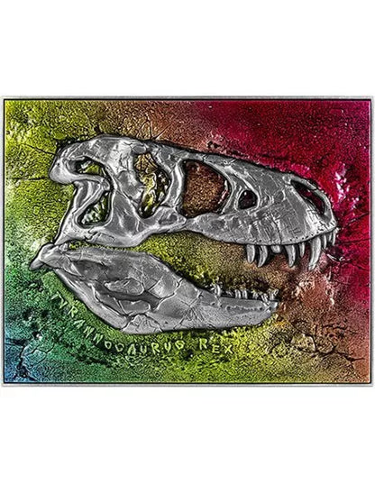 2023 Color Tyrannosaurus Rex Fossil .999 Silver Coin with Copper Core (Heavy)