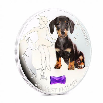 Fiji 2013 2 Dollar Dogs and Cats My Best Friend DACHSHUND 1Oz Silver Coin