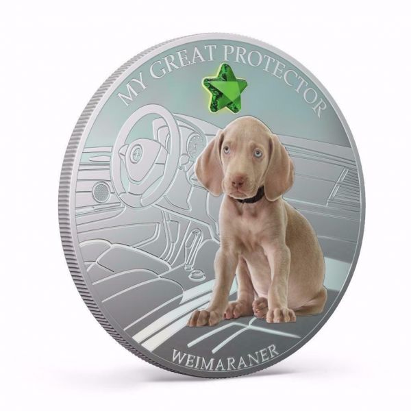 Fiji 2013 Dogs and Cats 3 My Great Protector WEIMARANER 1Oz Silver Coin