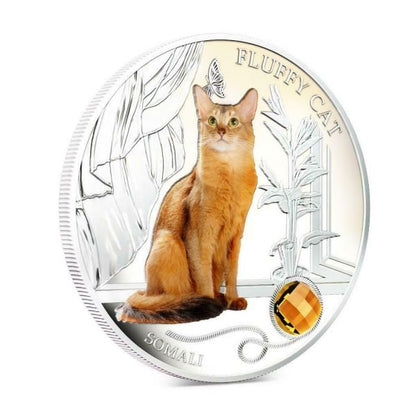 Fiji 2013 2 Dollar Dogs and Cats Fluffy Cat Somali 1oz Silver Coin