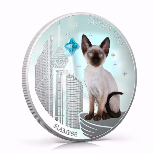 Fiji 2013 2 Dollar Dogs and Cats Super Cat Siamese 1Oz Silver Coin