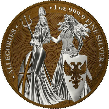 Germania 2019 5 Mark The Allegories Britannia Germania  Caramel 1 Oz Silver Coin